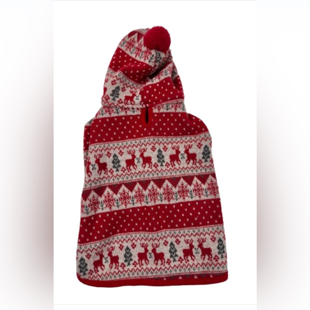 Red Festive Dog Sweater with Hood